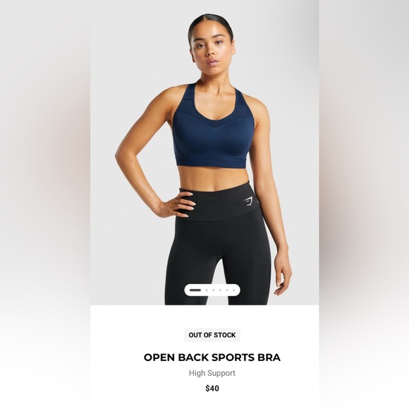 NWOT Navy Gymshark OPEN BACK SPORTS BRA - Picture 1 of 8